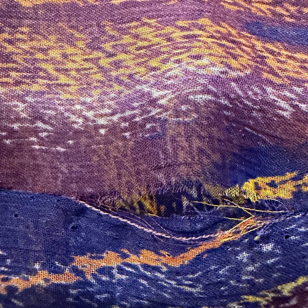 Purple & Gold Abstract Lightweight Fashion Scarf 58” Neck Hair Purse Wrap